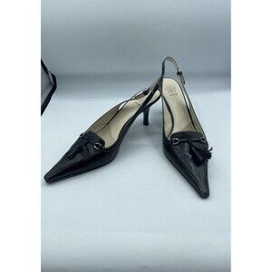 Joan & David CIRCA Cjdario Black Leather Upper Slingback Pumps 13M